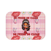Chic Bath Mat with 'So Fresh So Clean' Design, Cute Bathroom Decor, Gifts for Her, Floral Butterfly Accent
