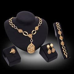 Elegant 4-Piece Jewelry Set – Necklace, Earrings, Bracelet & Ring
