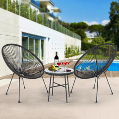 Upgraded Acapulco 3-Piece Patio Bistro Set – All-Weather PE Rattan Conversation Set with Side Table