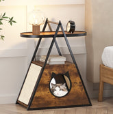 Vintage Black Wood Cat House End Table – Dual-Function Cat Condo & Storage Side Table