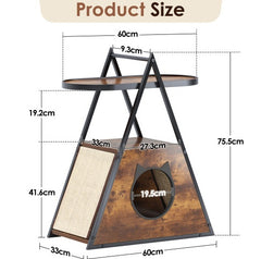 Vintage Black Wood Cat House End Table – Dual-Function Cat Condo & Storage Side Table