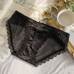 Hollow Out Lace Low Waist Underwear - Cotton Antibacterial