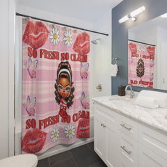 Chic Printed Shower Curtain: So Fresh, So Clean Design | Bathroom Decor, Gift for Her, Floral Vibes, Boho Style, Fun Bathroom Accent