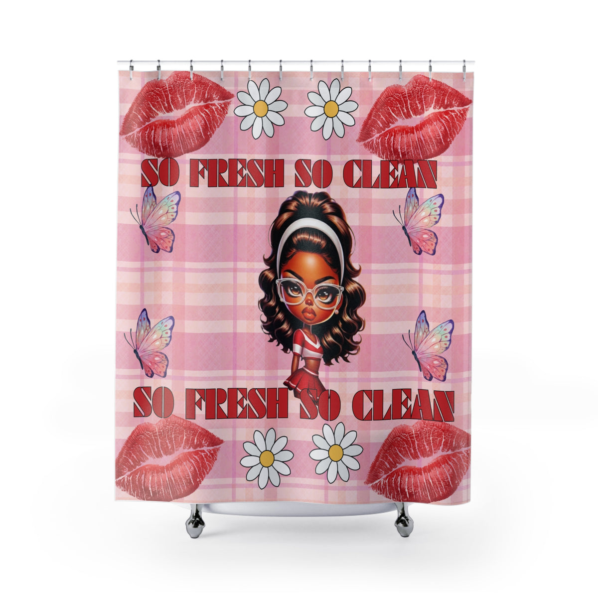 Chic Printed Shower Curtain: So Fresh, So Clean Design | Bathroom Decor, Gift for Her, Floral Vibes, Boho Style, Fun Bathroom Accent