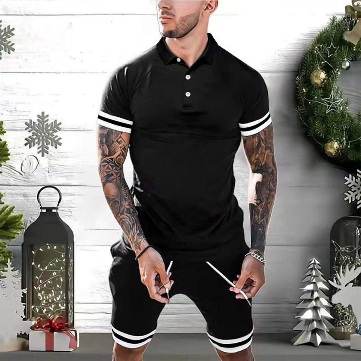 Men’s 2-Piece Summer Short Set – Polo Shirt & Shorts Tracksuit