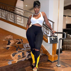 Urban Chic Women's Black Tight Bell-Bottom Pants – Stylish Casual Trousers