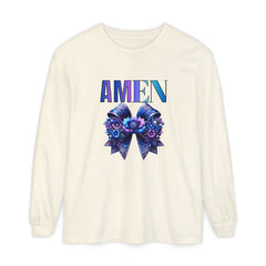 Amen Floral Long Sleeve T-Shirt - Unisex Garment-Dyed
