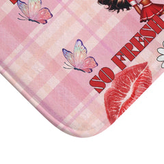 Chic Bath Mat with 'So Fresh So Clean' Design, Cute Bathroom Decor, Gifts for Her, Floral Butterfly Accent