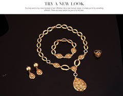 Elegant 4-Piece Jewelry Set – Necklace, Earrings, Bracelet & Ring