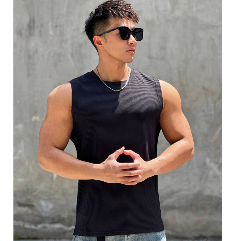 Men's Summer Workout Vest – Sleeveless Striped Quick-Drying Running & Training Shirt