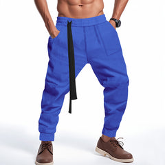 "Men's Casual Ankle-Tied Pants – Loose Fit Elastic Waist Sports Trousers for Everyday Comfort