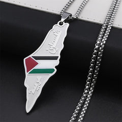Palestine-Israel Map Pendant Necklace – Stainless Steel Jewelry for Men & Women