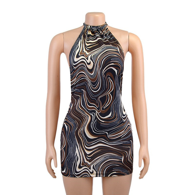 Chic Plaid Backless Sling Dress – Elegant & Stylish Mid-Length Dress