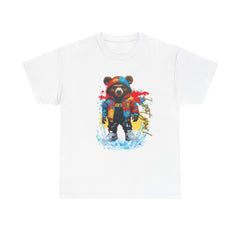 Unisex Heavy Cotton Tee featuring Artistic Bear Design, Graphic Tee, Casual Wear, Gift for Animal Lovers, Streetwear Style, Summer Fashion