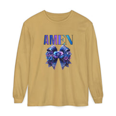 Amen Floral Long Sleeve T-Shirt - Unisex Garment-Dyed