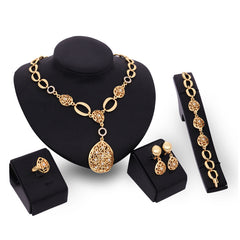 Elegant 4-Piece Jewelry Set – Necklace, Earrings, Bracelet & Ring
