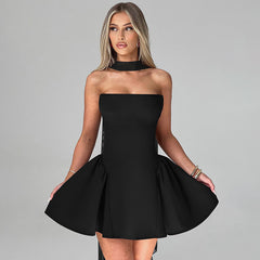 Sexy Tube Top Mini Dress – Back Zipper Sleeveless Party Dress for Women