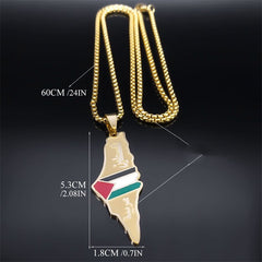 Palestine-Israel Map Pendant Necklace – Stainless Steel Jewelry for Men & Women