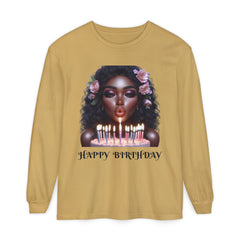 Birthday Celebration Long Sleeve T-Shirt with Floral Design