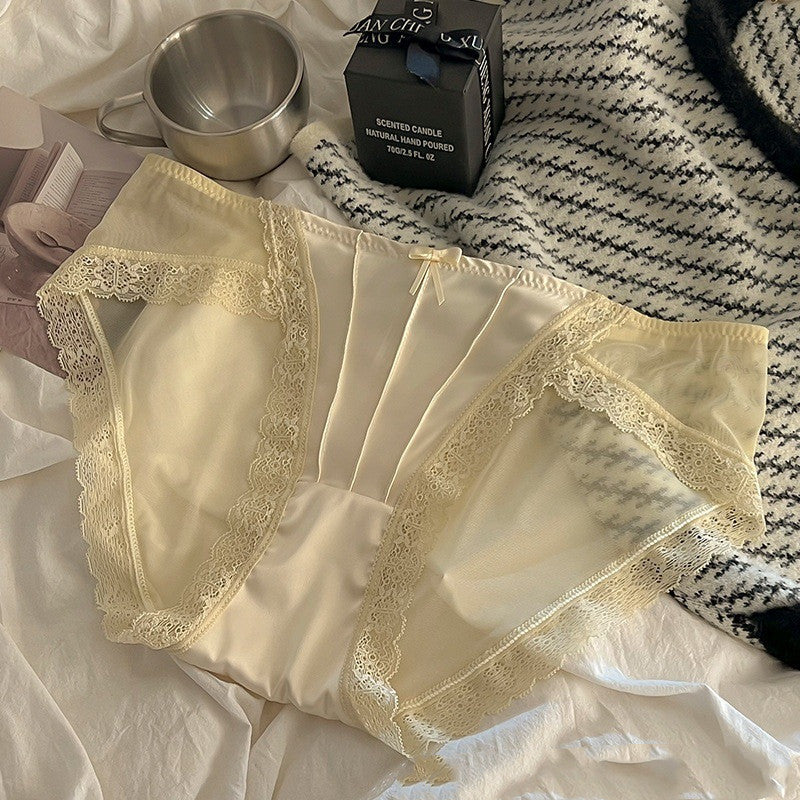Hollow Out Lace Low Waist Underwear - Cotton Antibacterial