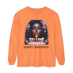 Birthday Celebration Long Sleeve T-Shirt with Floral Design