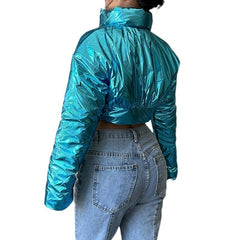 Women’s Warm Locomotive-Style Jacket – Irregular Zipper & Waist-Shaping Design