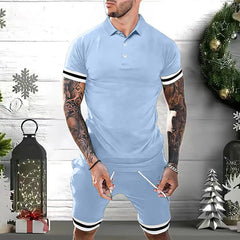 Men’s 2-Piece Summer Short Set – Polo Shirt & Shorts Tracksuit